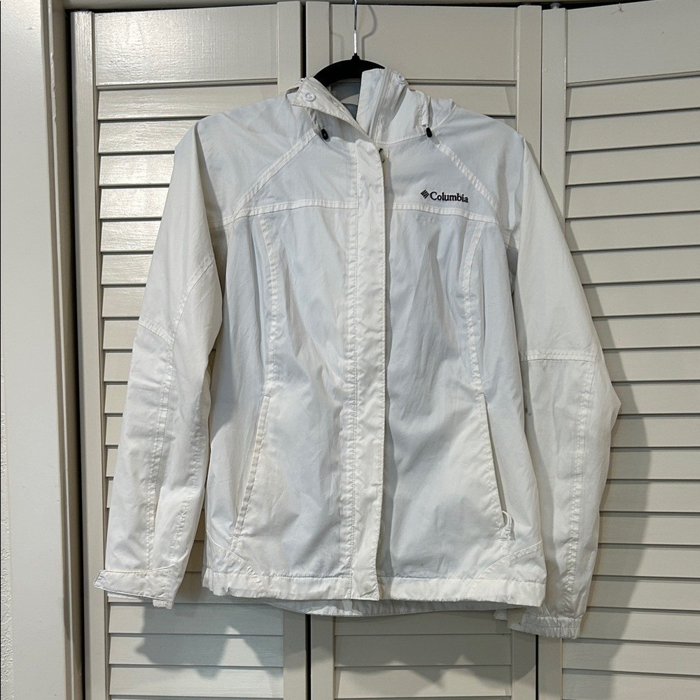 Columbia Women's White Hooded Windbreaker Jacket Size XS